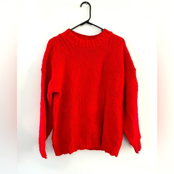 VTG American Attitudes Cable Knit Sweater Chunky Red Size S - Picture 1 of 7